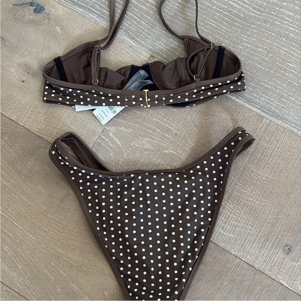 Frankie's Bikinis Brown Polka Dot Set